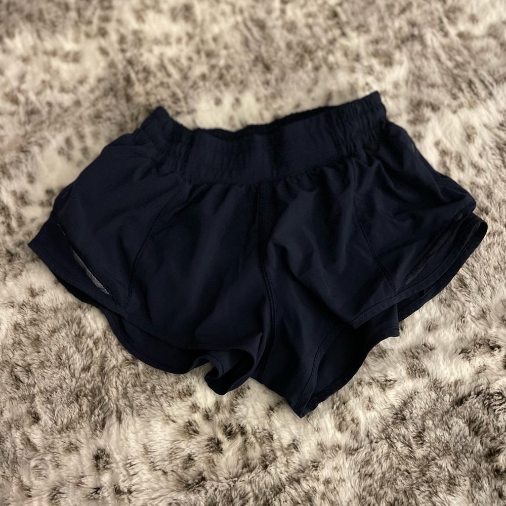 Navy Lululemon Hotty Hot Shorts, 2.5 in